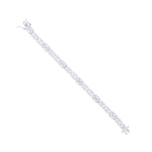  Silver Zircon Crystal Rectangular Chain Bracelet