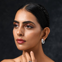 Silver Semi-Circular Hoop Earrings Dangle Set