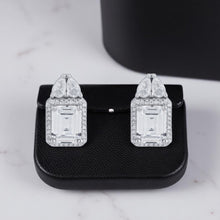 Silver Rectangular Zircon Earrings Locket Set