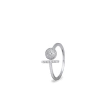 Silver Round Solitaire Bright Ring