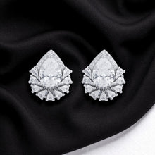 Silver Drop Cluster Stud Set