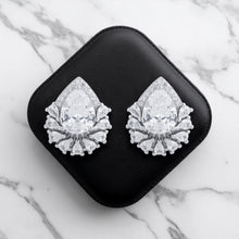 Silver Drop Cluster Stud Set