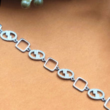 Silver Geometric Link Chain Bracelet 