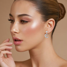 Silver Circular-Half Earrings Locket Set