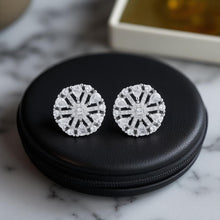  Silver Round Cluster Stud Set 