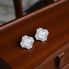 Silver Zircon Diamond Cluster Stud Set