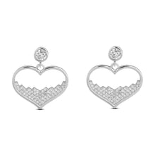 Silver Heart Dangle Earrings Locket Set