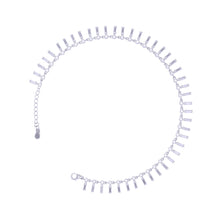  Silver Rectangular Zircon Chain Payal 