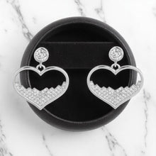 Silver Heart Dangle Earrings Locket Set