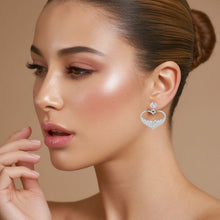 Silver Heart Dangle Earrings Locket Set