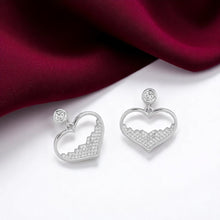 Silver Heart Dangle Earrings Locket Set