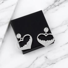 Silver Heart Dangle Earrings Locket Set