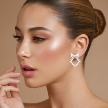 Silver Diamond Butterfly Earrings Locket Set