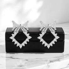 Silver Diamond Butterfly Earrings Locket Set