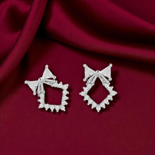 Silver Diamond Butterfly Earrings Locket Set