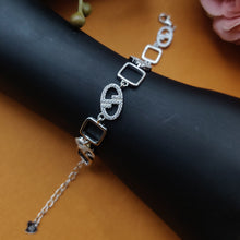 Silver Geometric Link Chain Bracelet