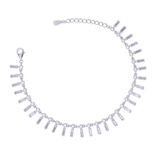 Silver Zircon Crystal Rectangular Bracelet