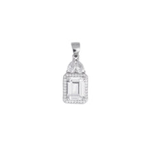 Silver Rectangular Zircon Earrings Locket Set