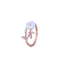 Silver Rose Gold Floral Ring