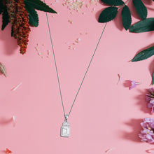 Silver Rectangular Zircon Earrings Locket Set