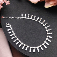 Silver Zircon Crystal Rectangular Bracelet