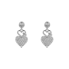 Silver Double Heart Crystal Pendant Set