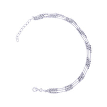 Silver Triple Chain Five Distance Ball Anklet 