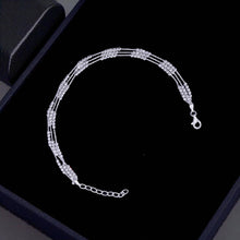 Silver Triple Chain Five Distance Ball Anklet 