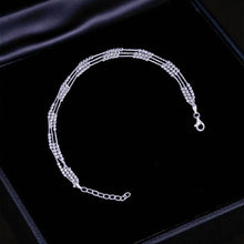 Silver Triple Chain Five Distance Ball Anklet 