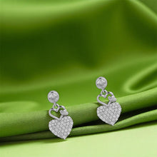 Silver Double Heart Crystal Pendant Set