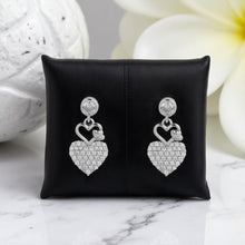 Silver Double Heart Crystal Pendant Set