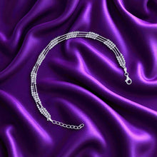 Silver Triple Chain Five Distance Ball Anklet 