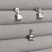 silver diamond cluster stud pendant set