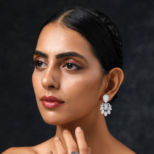 Silver Cluster Leaf Pendant Drop Set