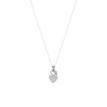 Silver Double Heart Crystal Pendant Set