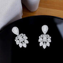 Silver Cluster Leaf Pendant Drop Set