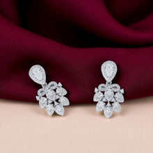 Silver Cluster Leaf Pendant Drop Set